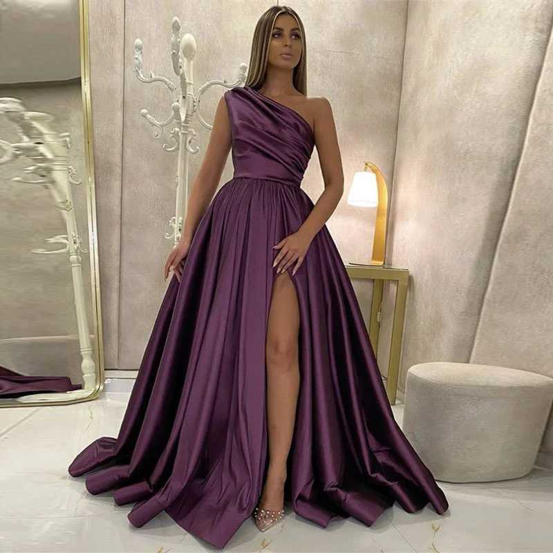 Robes sexy urbaines une épaule satin longue robes de bal pour femmes élégant une ligne robe de soirée formelle sexy