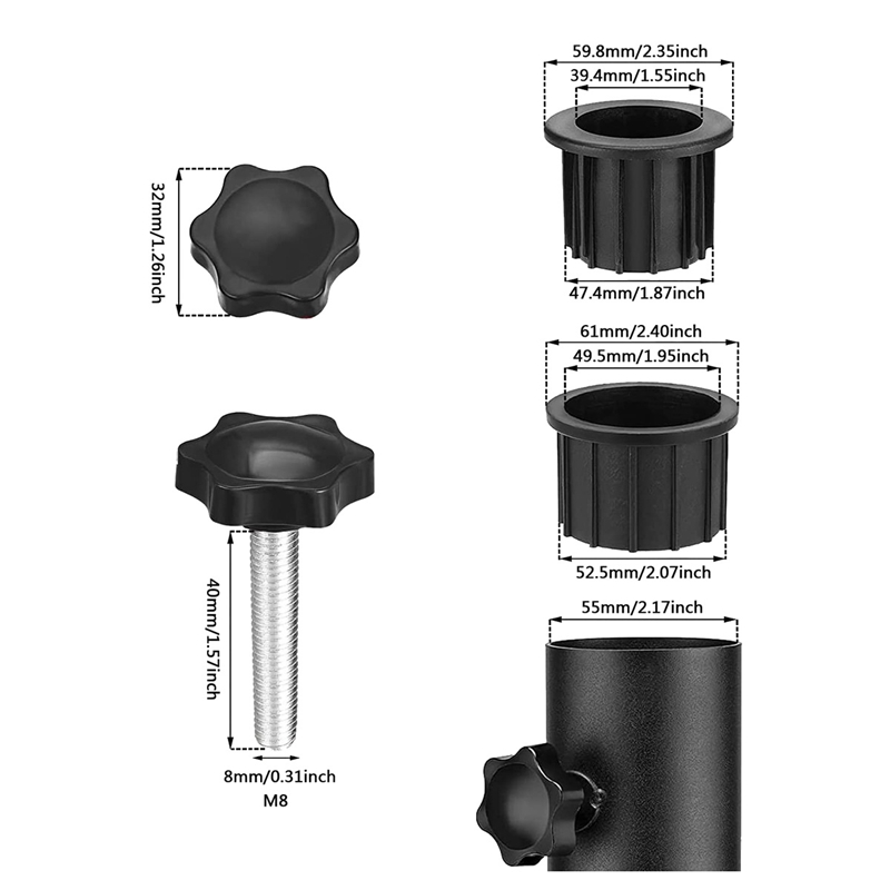 2 uppsättningar utomhus uteplats paraply bas stativ reservdelar paraply basfästet hål ring pluggskydd och mössa