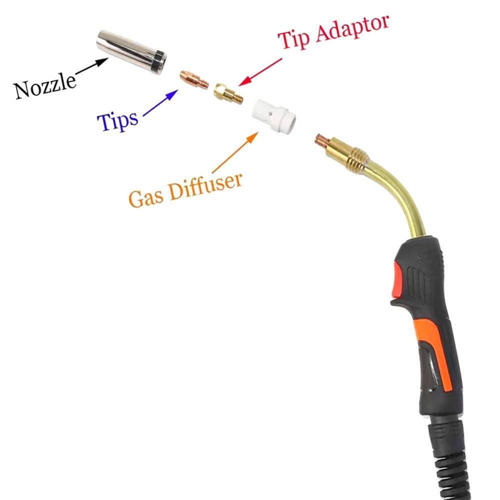 MIG MAG Welder MB36KD Assembly Welding Torch Conductive Tip Contact Tip Holder Connecting Rods Gas Nozzle Holder