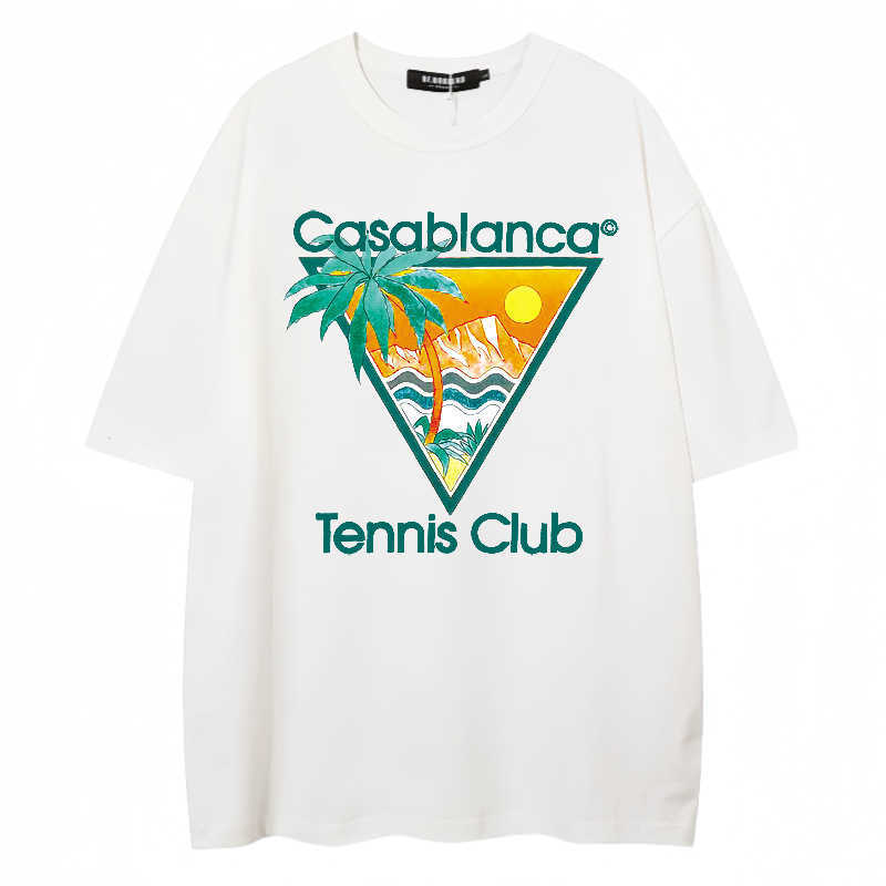 T-shirt de mangas curtas havaianas para homens do Instagram masculino Trendência de algodão puro de algodão de verão Trendência solta Camiseta versátil