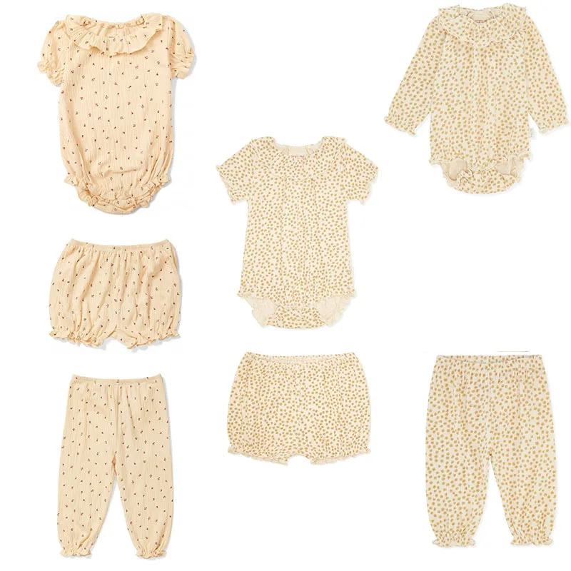 One-pièces 2021 ks bébé d'été automne au coton biologique Romper Top Qualité 1 1 Bébram Girls Floral Floral Long Mancheur Toddler Girl One-Opice