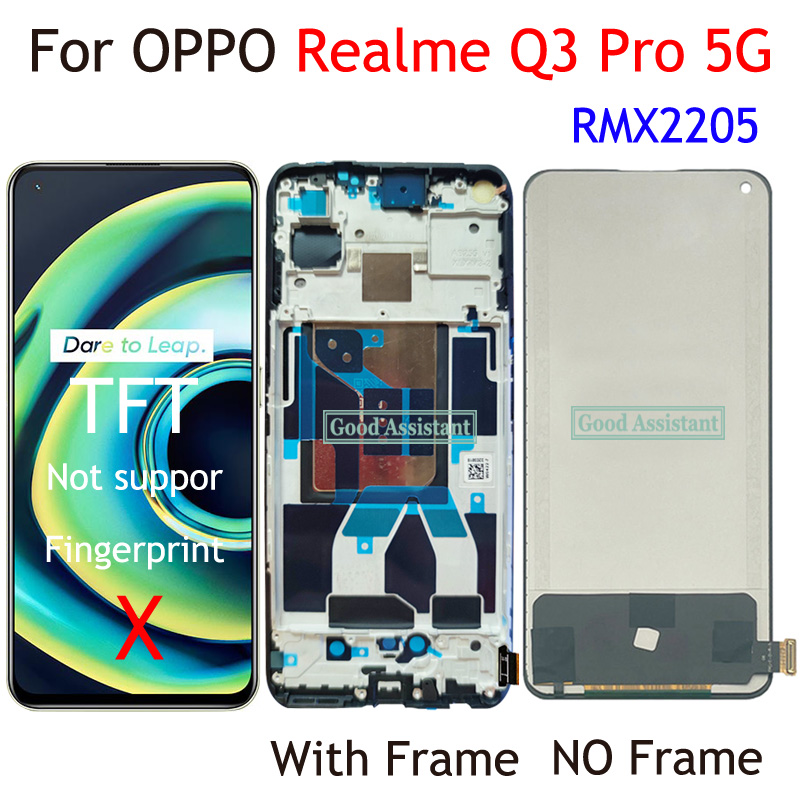 AMOLED / TFT Black 6,43 pouces pour Oppo Realme Q3 Pro 5G RMX2205 Affichage de l'écran tactile Assemblage de l'écran tactile / avec cadre