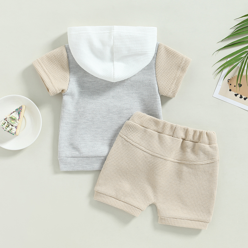MABABY 0-3Y baby peuter pasgeboren babyjongen kleren sets casual zomer outfits wafel gebreide hoodie + shorts set