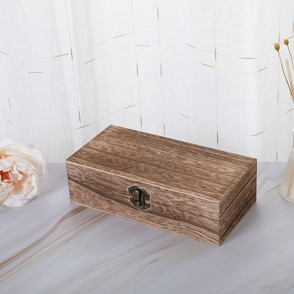 Plain Wooden Jewelry Box Rectangular Storage Box Clamshell Wooden Gift Box Wedding Supplies Ring Box Desktop Decoration