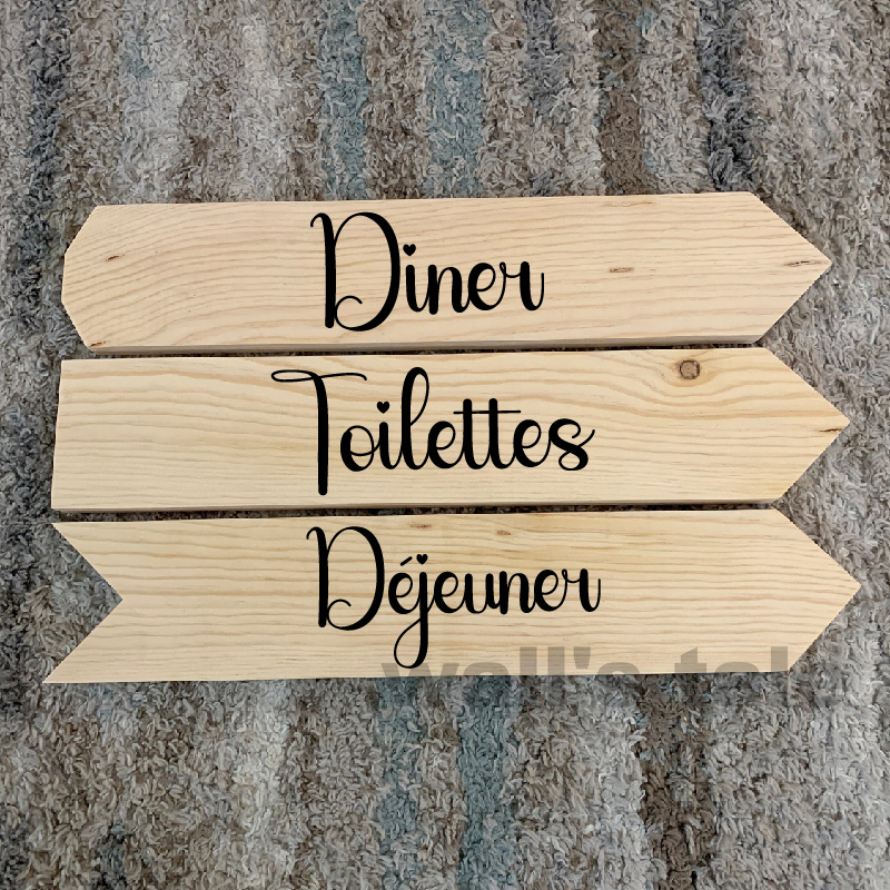 French Wedding Directional Sign Stickers Dop Party Personlig riktningsetikett Vinyl Decals Decoration