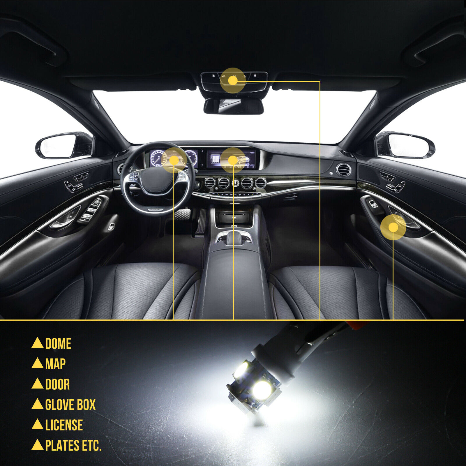 T10 5050 Auto LED -Glühbirne Innenkuppelkennzeichen Lampen Lampen weiß für BMW E53 E60 E90 LED -Lampe