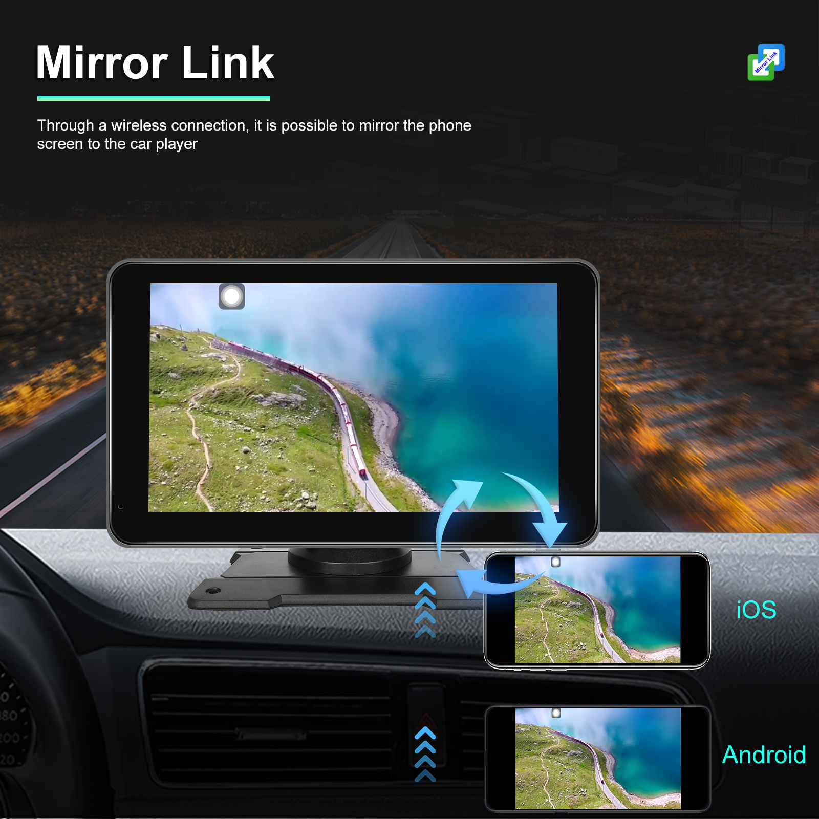 Podofo CarPlay Monitor Android 12 2+32G Android Auto Screen WiFi GPS Tragbarer Smart Player -Unterstützung hinterer Cam für Universal BMW