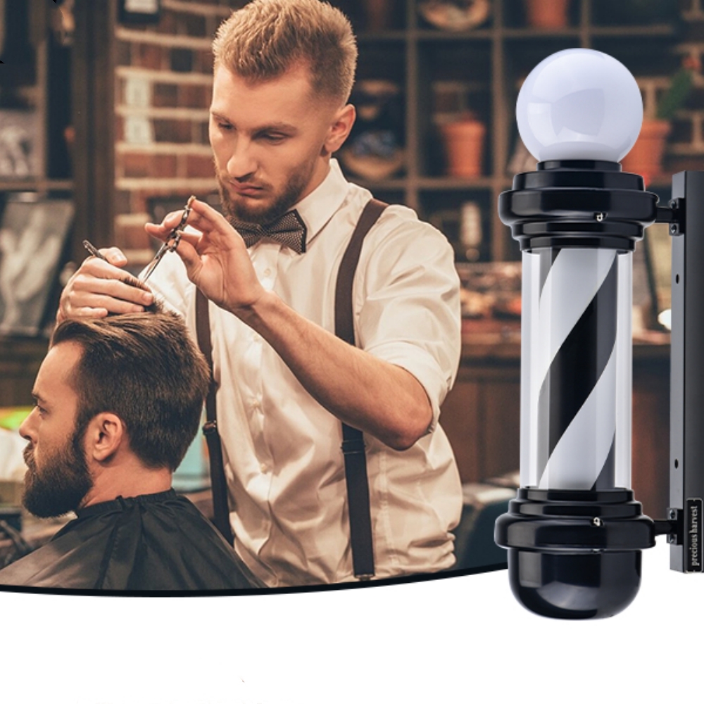 Kapper lichte paal 26,8 inch LED -lichtbron bovenste lichtmuur Barbershop Roterende verlichtingsarmatuur klassieke borden voor salon