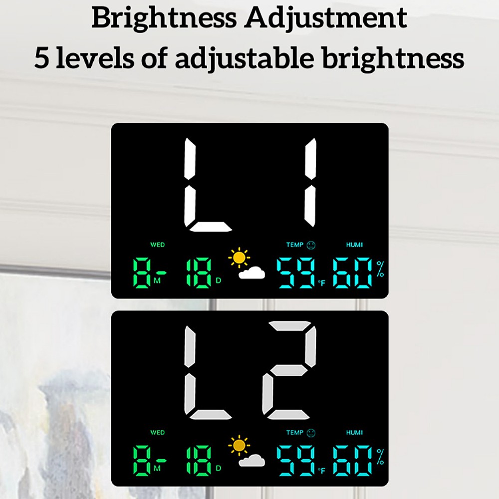 25*16*3 cm di ampio clock digitale Temidità della temperatura di clock Data di oscuramento automatico orologio da tavolo 12/24 ore LED