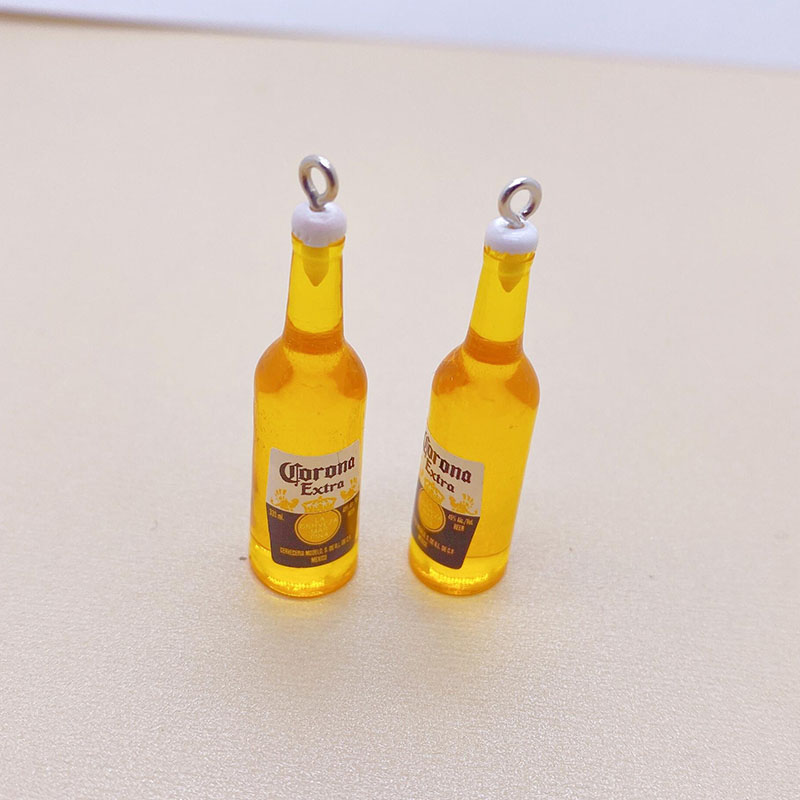 10 adet sevimli küçük bira şişesi reçine küpe takıları diy bar mücevher kolye aksesuar