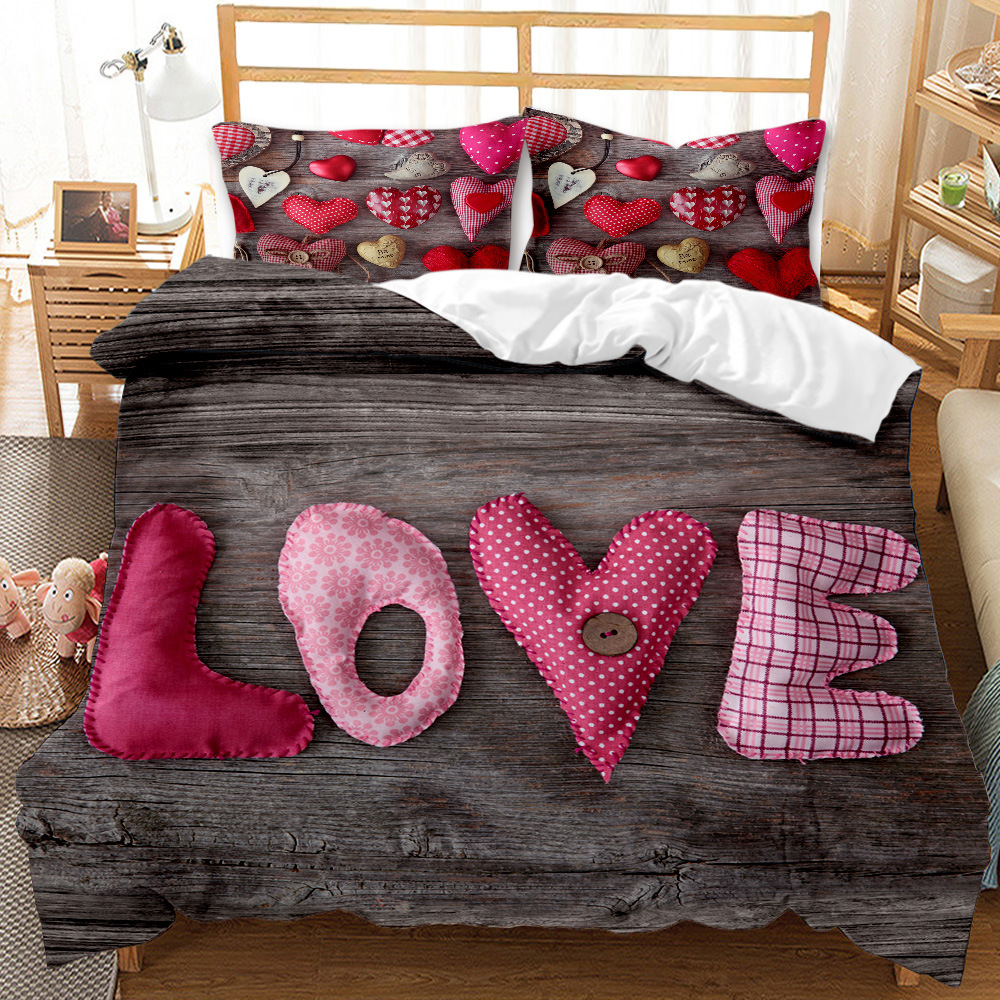 Dia dos namorados Love Heart Pattern Duvet Set 3D Prind Print Comforter Bedding Sets Queen Twin Size Twin Size Luxury Day Day Gifts