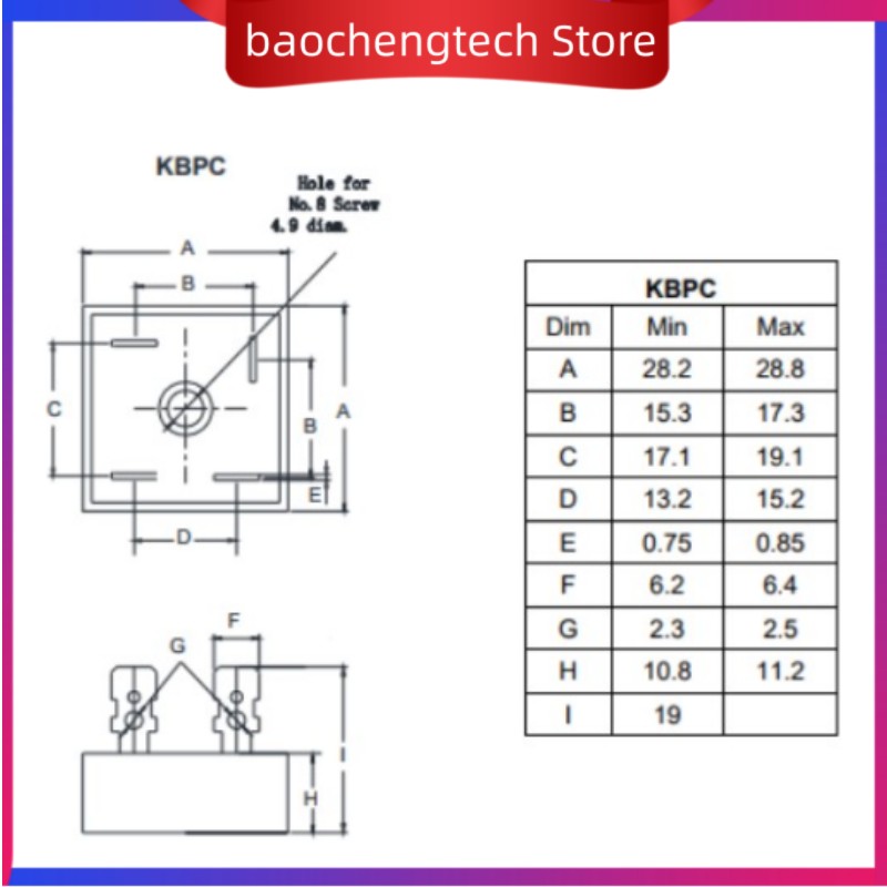 1 кусок KBPC1010 KBPC1510 KBPC2510 KBPC3510 KBPC5010 СВОЙСТВА СВОЙСТВА МОСТ 10A 15A 25A 35A 50A 1000V Diode Bridge Fertifier