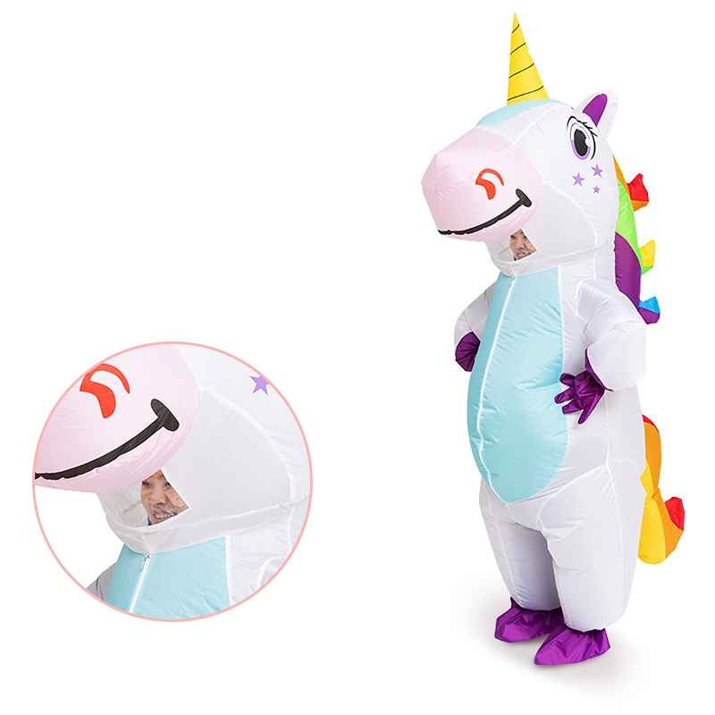 Anime Costume de licorne gonflable rose Costumes de costume de cosplay de licorne complète avec un ventilateur Funny Party Halloween Costume pour adulte