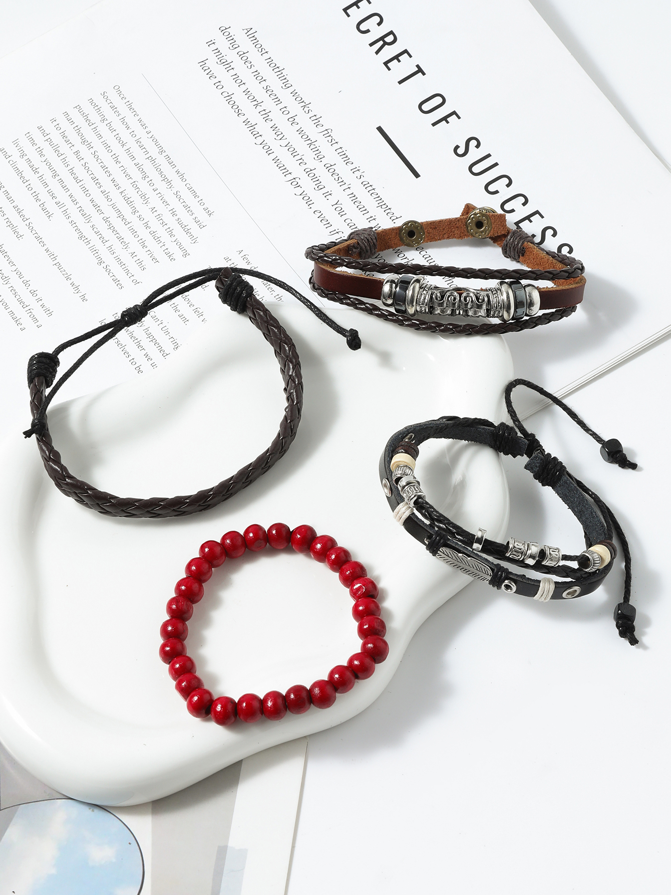 Hip hop music festival gothic style pu leather bracelet for everyday wear