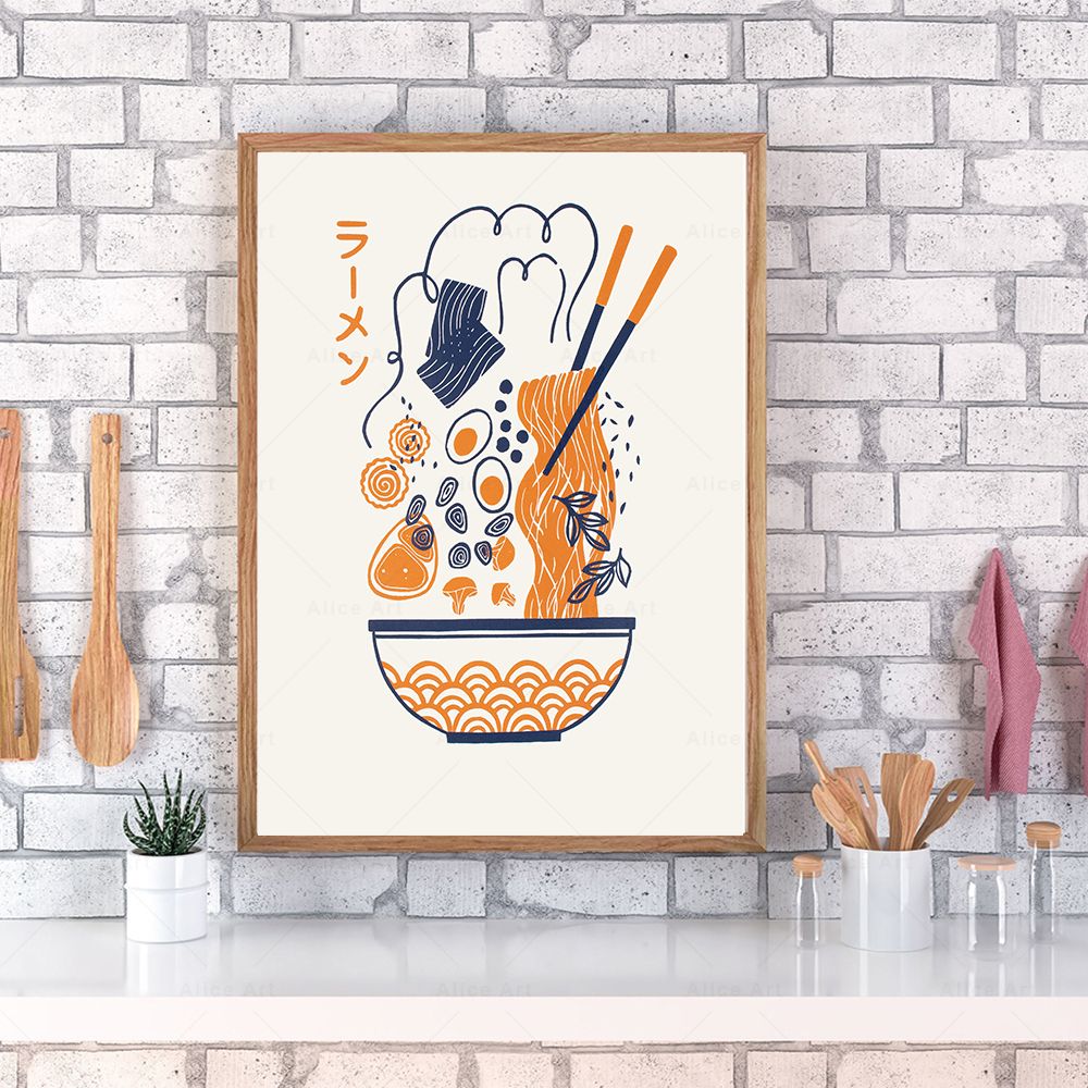 Modern Kitchen Decor Vintage Japanese Food&Drink Print Ramen Noodles Sake Poster Asian Food Wall Art Canvas Painting Chef Gift