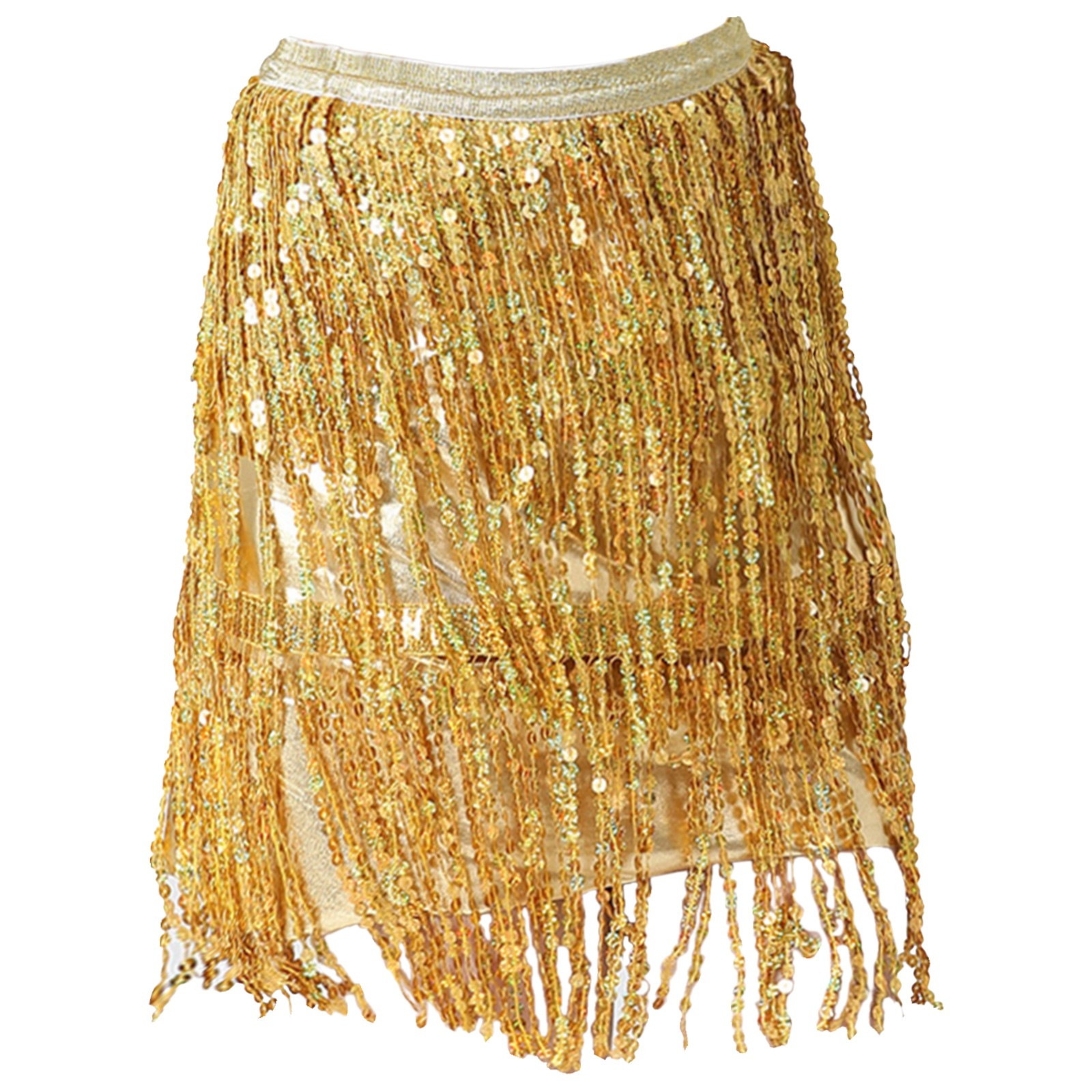 Bag de lentejuelas de la mujer Falda de cadera Belly Dance Hip Flujo Su Sequin Wrap Falda de mujeres Midi Plated Skirt Skirt Hangers