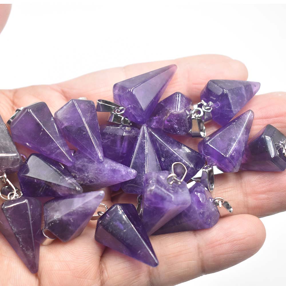 Partihandel 30st Natural Stone Quartz Crystal Lapis Lazuli Amethysts Pärlor Pendant Pendulum för DIY -smycken Making Halsband