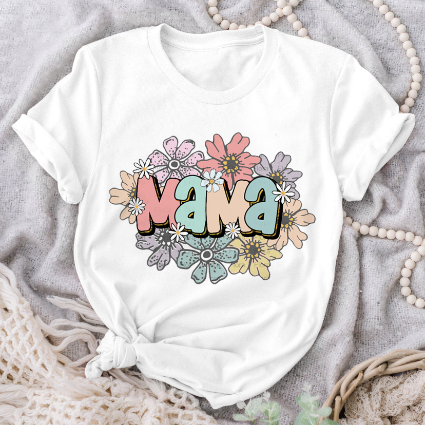 Women Tshirt Graphic Watercolor Mama Cute Mom Flowers Mother Clothes Lady Tops Clothing Tees Print Female T Shirt T-Shirt Femme