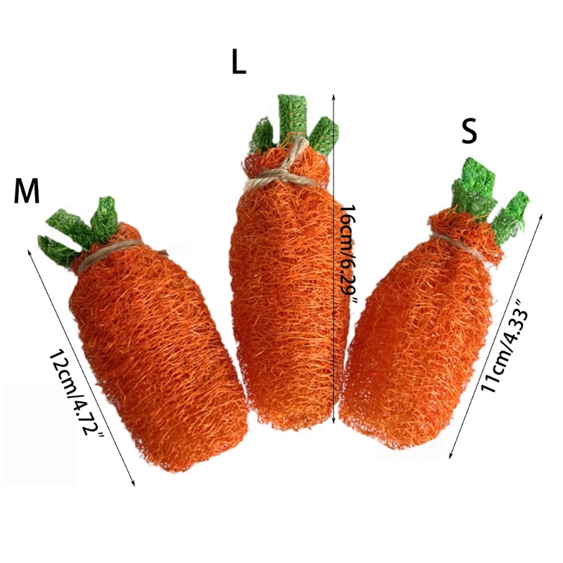 Chinchilla 기니피그를위한 Loofah Carrot Chew Toy Rabbit Hamster Gerbil Degu Bunny 천연 재료 케이지 액세서리