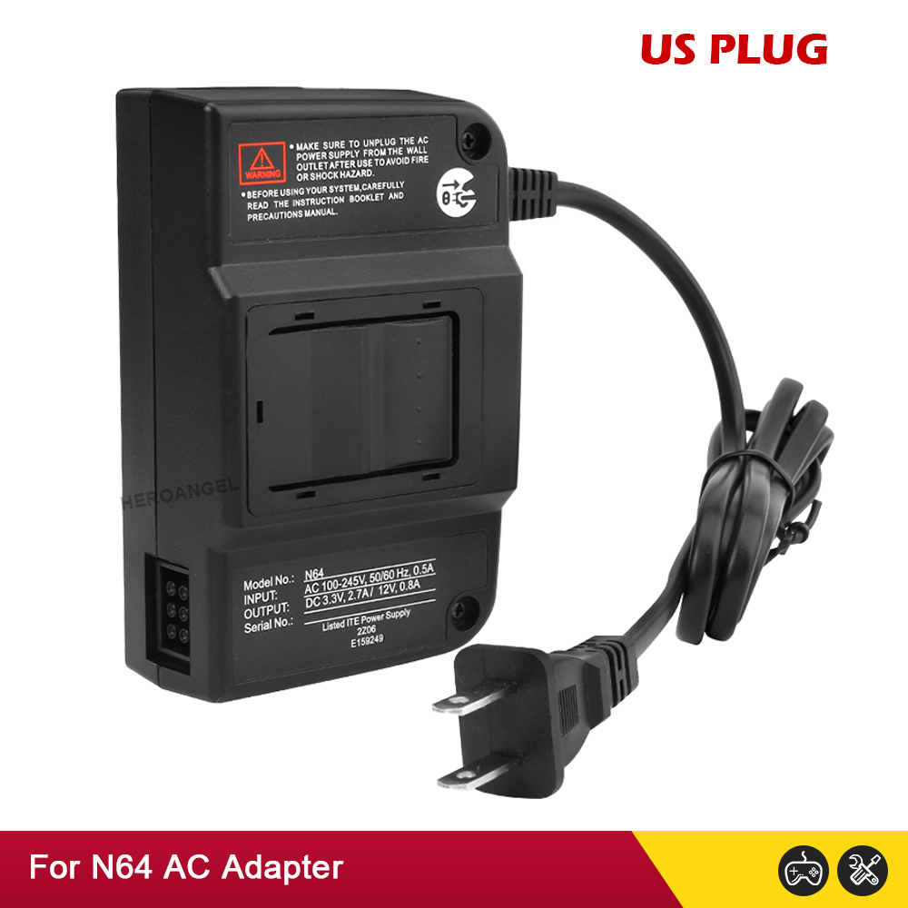 För Nintendo N64 AC Adapter Charger Portable Travel Power Adapter Strömförsörjningskonverterare Väggladdare US EU Plug Dropshipping