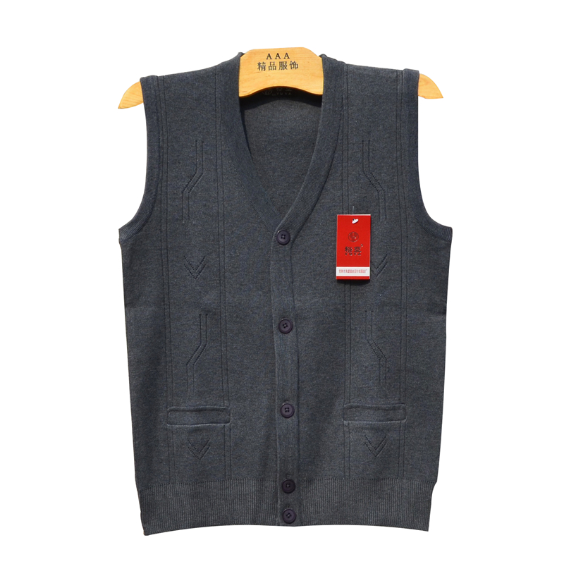 Höst- och våren ren färgtröja Vest Men Sticked Cardigan Suit Vest Korean Style Wool Suit Vest Slim Fit Waistcoat A71