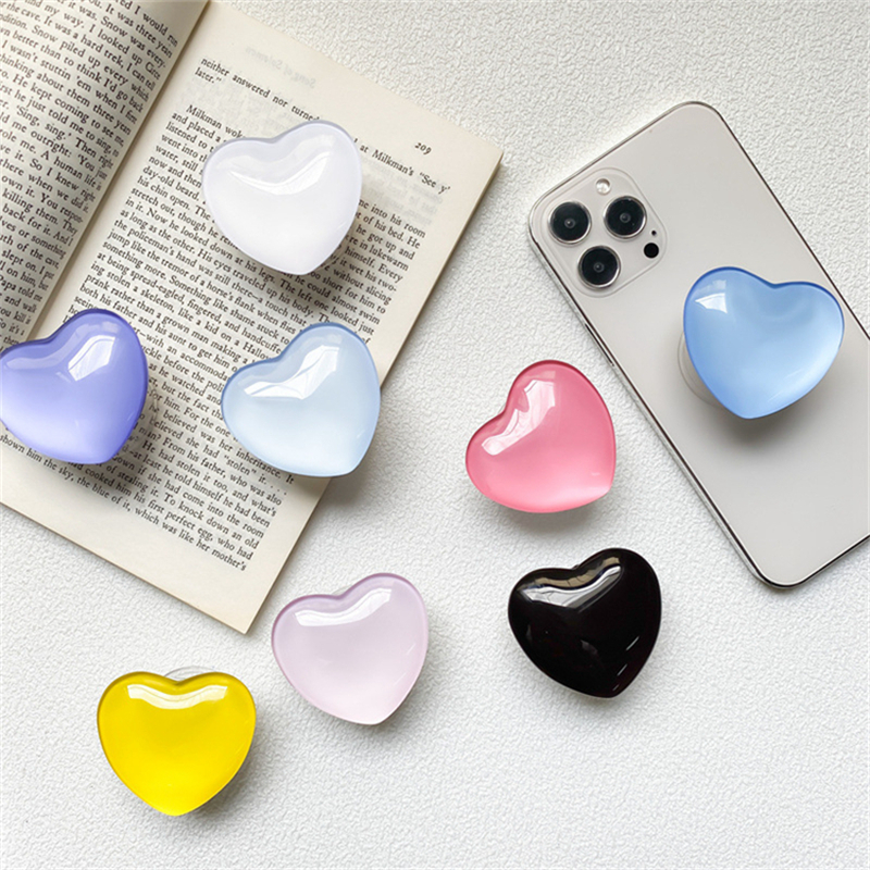 INS Korea Migne 3D Glass Clear Crystal Love Heart Grip Tok Tok pour iPhone Samsung Accessories Smart Cell Phone Stand Griptok