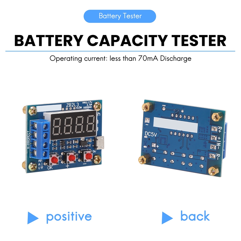 ZB2L3 Battery Tester LED Digital Display 18650 Lithium Battery Power Supply Test Resistance Lead-Acid Capacity