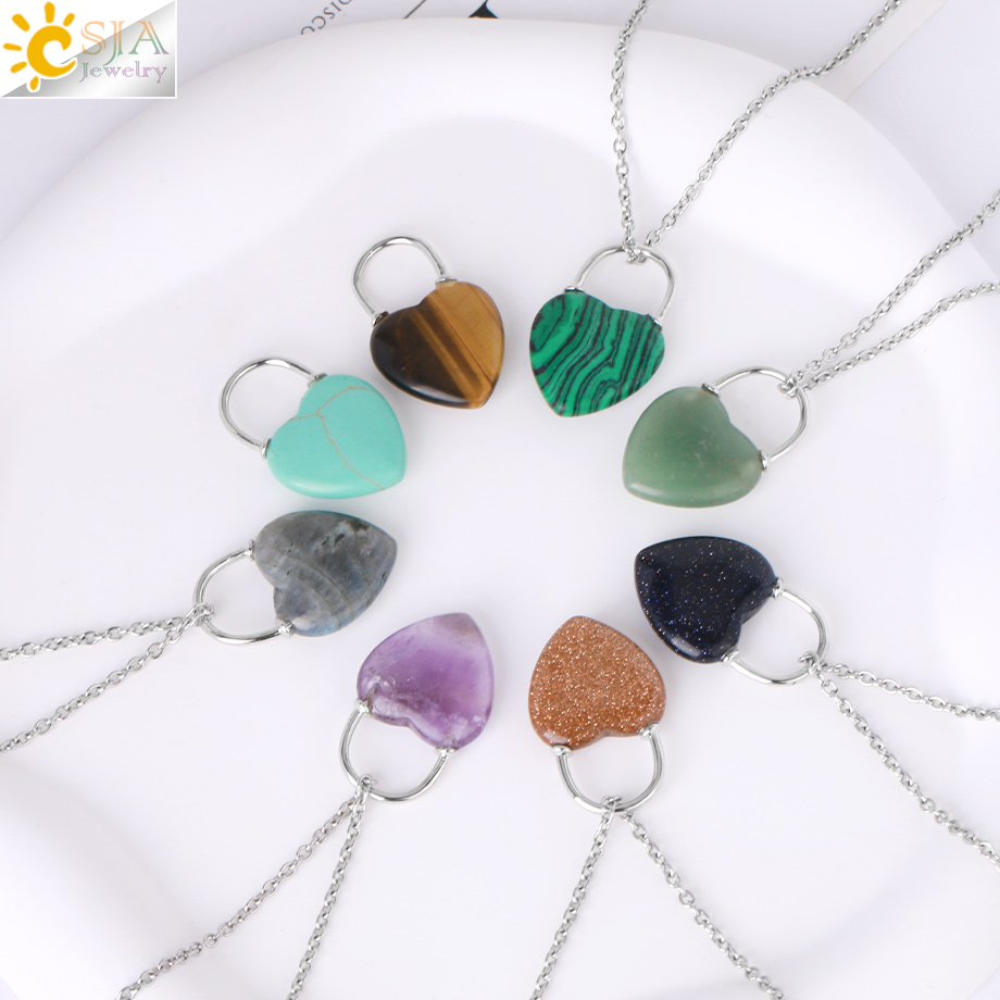 CSJA PENDANT NATUREL PENDANT GUINSE COLLE CHARME COEUR PENDANTS AMÉTHYSTS TIGERE OEUX OBSIDIAN ROSE JIANIELLE DE QUARTZ H066