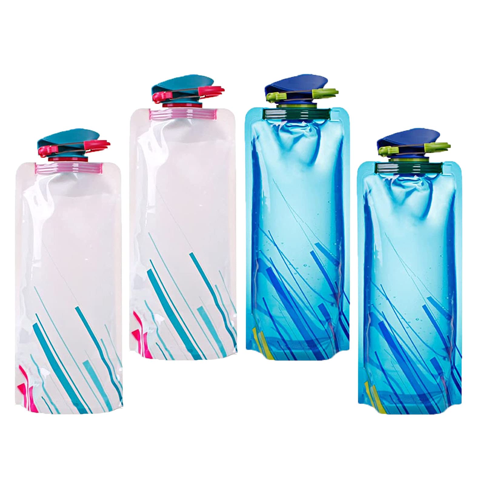 700 ml Foldable Water Bottles Reusable Water Bottle Foldable Drinking Bottle Bag for Hiking, Adventure, Travel Pack of 4