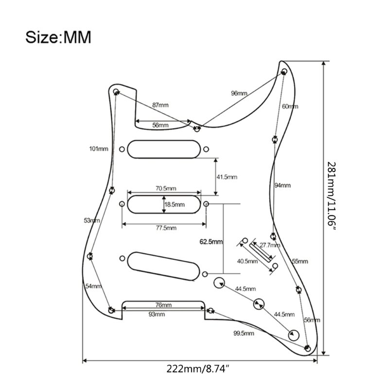 S + S + S 11 Trou Pickguard de guitare Strat gauche pour USA / Mexican Made Standard Guitar Scratch Plate