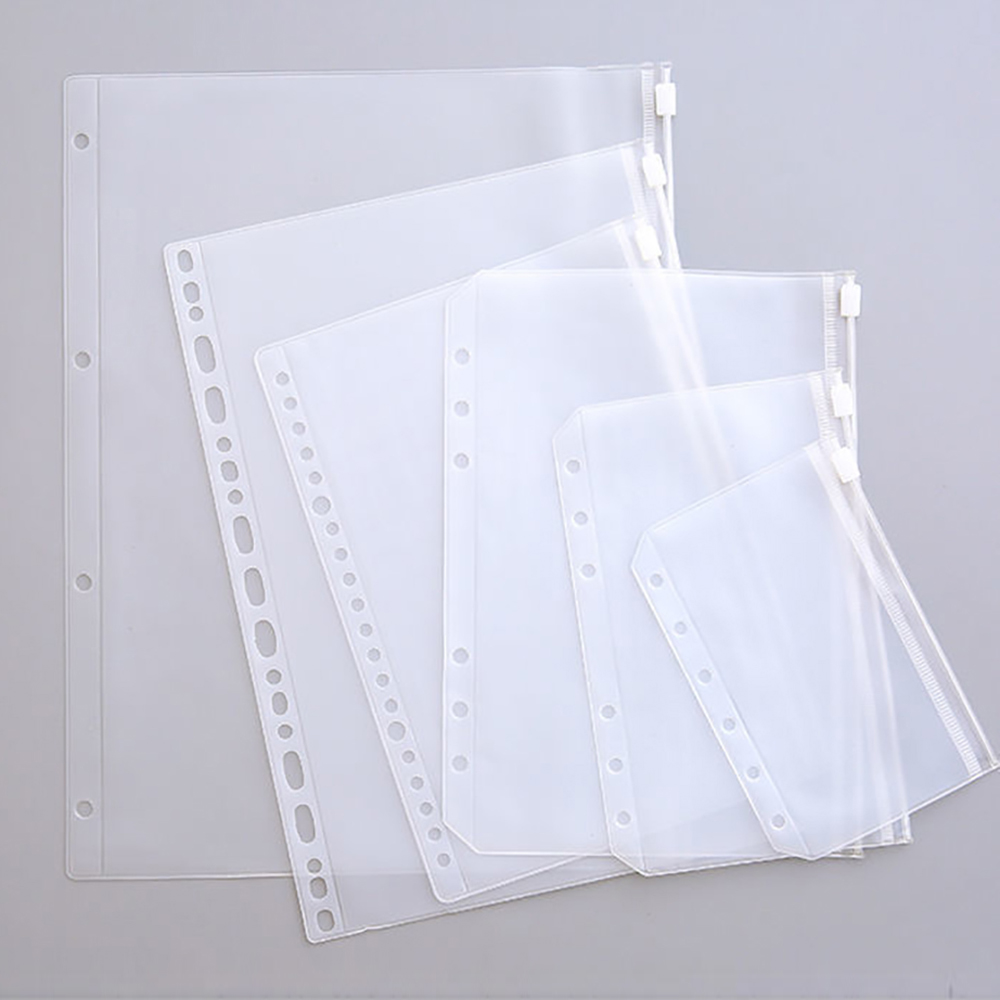 A5 / A6 / A7 / B5 PVC SCHECTER PVC POUCHE LORDE POUPE ELASTIQUE transparent séparant la carte de crédit du planificateur de sacs à fermeture éclair