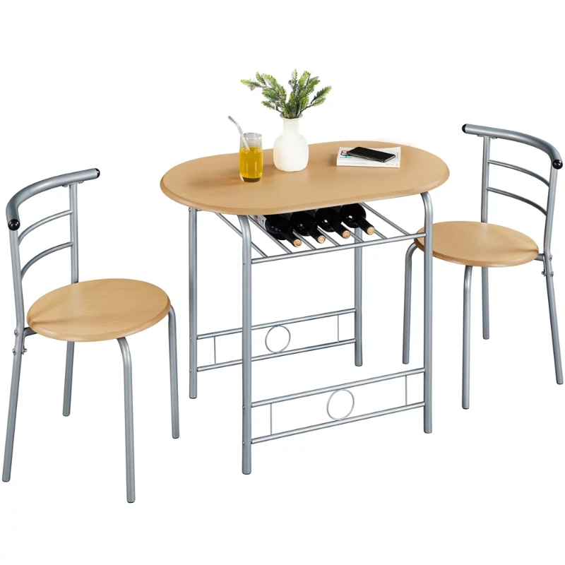 SMILE MART Modern Dining Set with Round Table for Kitchens, Natural dinning table set furniture modern