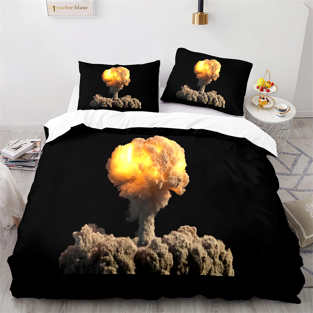 Explode Duvet Cover Orange Firework arancione a forma di disastro tema King Queen size for Kid boy Girl Adulti la decorazione della camera da letto