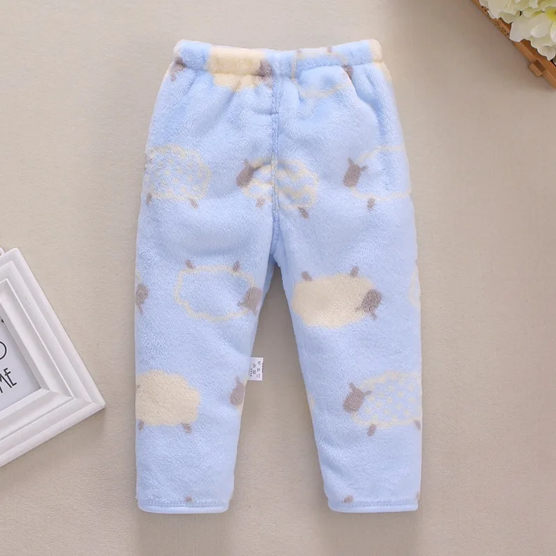 Trousers Baby Coral Fleece Long Pants Thickened warm Flannel Infant Pants Newborn bebe Boys Girls Trousers baby leggings in Winter Autumn
