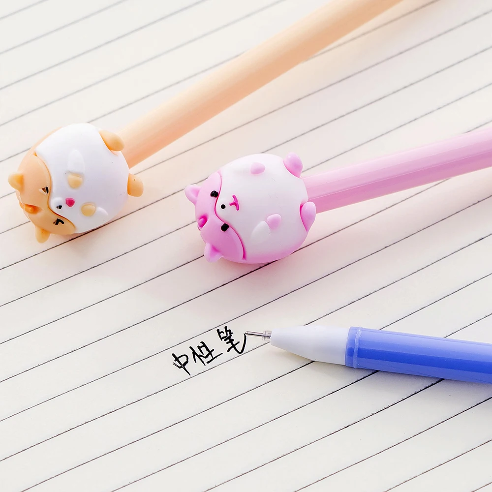 Pennen 24 stcs/bulk Japan cartoon kawaii pennen schattige hamster grappige gel pen terug naar school balpoint esthetisch briefpapier ding object 2022