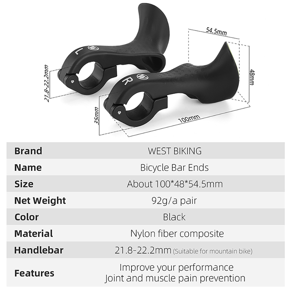 Le guidon de vélo de montagne termine la conception ergonomique du vélo de vélo de guichet Ends Black Fluorescent Design Universal Cycling Accessoires