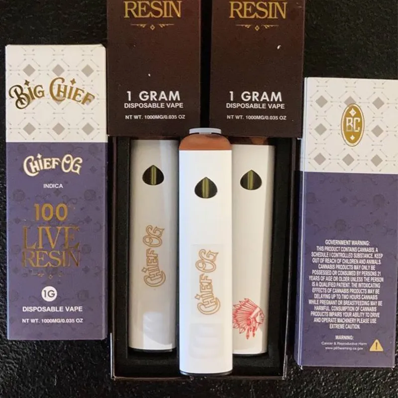 Big chef des chariots en résine en direct atomiseur Disposable vape stylo 1.0 ml chariots vides Moon Sugar Préchauffable Disposable 3G Space Club Dabwoods Runty Packwoods Bigchief Cookies Fryd