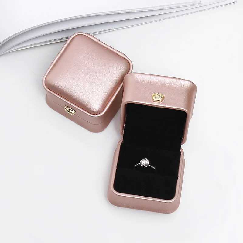 Jewelry Boxes High quality Pu leather jewelry manager storage box ring box earring gift packaging display box for wedding engagement 