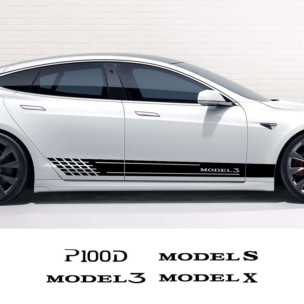 Car Door Side Skirt Stripes Stickers and Decals For Tesla Model 3 S X Y P100D Auto Style Waist Vinyl Film Decor Accessories