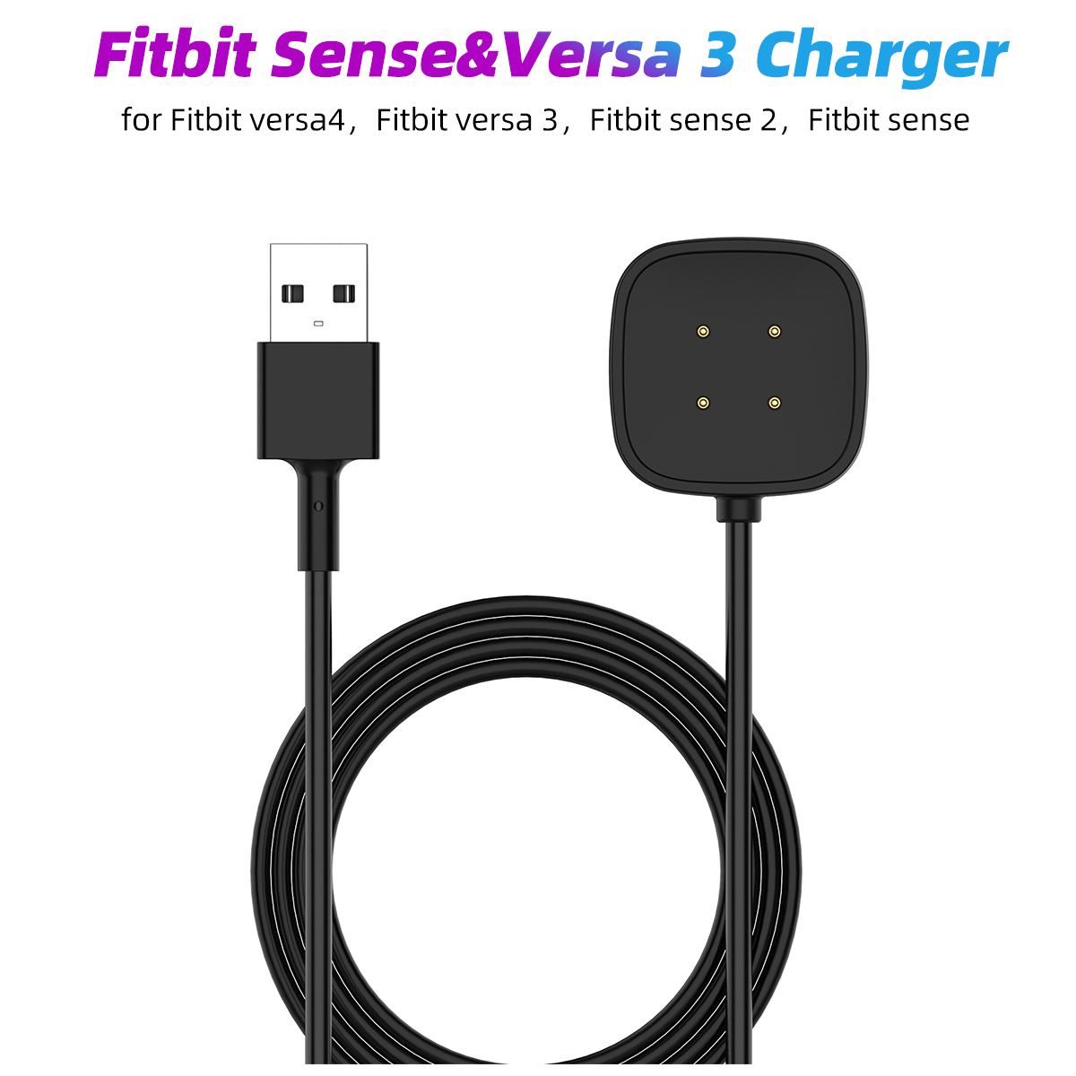 Fonken USB Fast Charger Cable Charging Dock Stand Cradle for Fitbit Versa 4 3 Smart Watch Accessories for Fitbit Sense 4 2