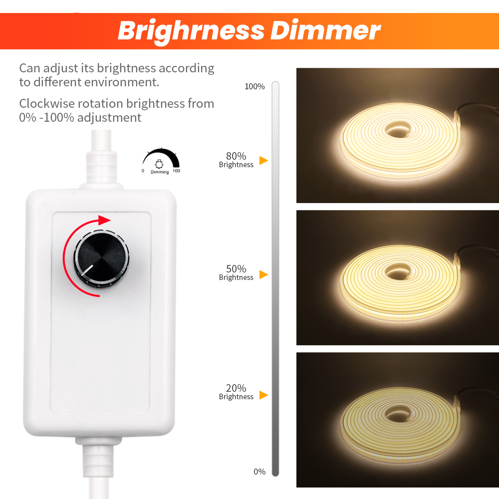 Fornitura di alimentazione CA con filo di alimentazione dell'interruttore dimmer/cavo AC 110V 220 V Tappo eu la striscia LED LED Light 288DED/M 360led/m Cavo