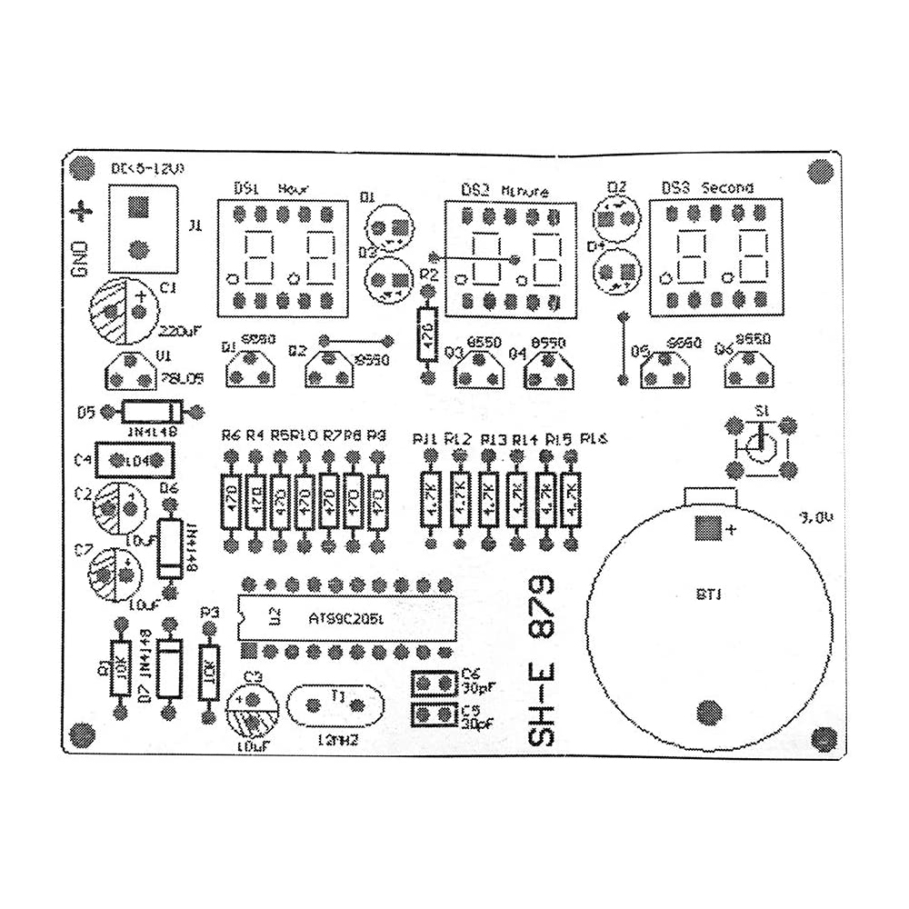 Digital LED Electronic Clock Kits DIY Kits PCB Solding Practice Board AT89C2051 e Componentes DC 9V - 12V