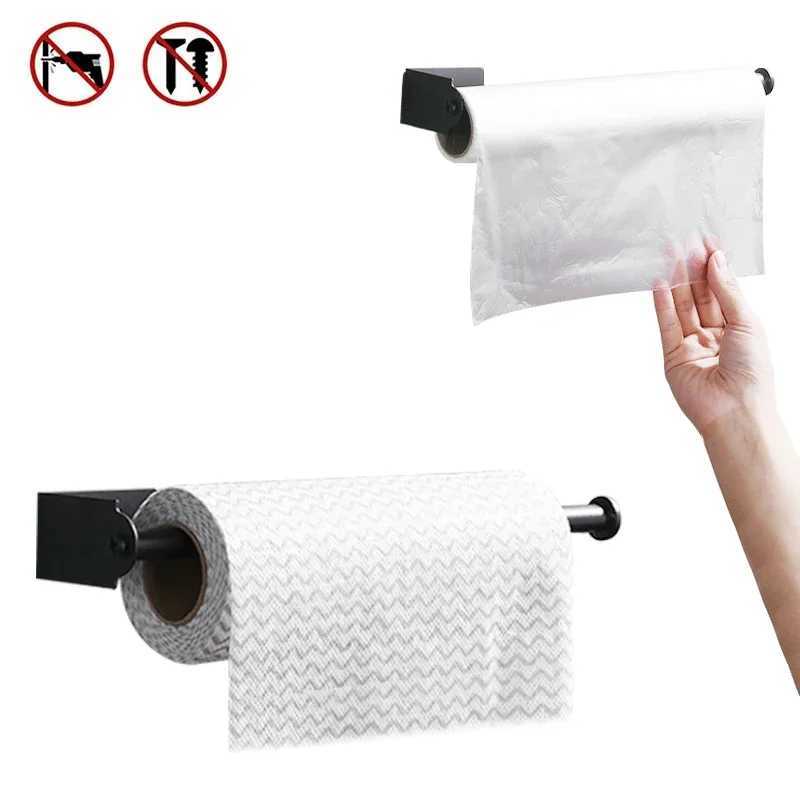 I46K Titulares de papel higiênico Auto adesivo de papel higiênico suporte de parede sem perfuração Dispensador de toalha de aço inoxidável