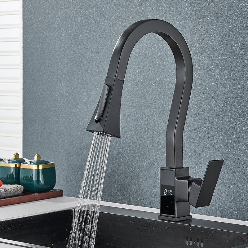Schermata digitale Schermata cucina Rubinetto estrazione 360 rubinetti a foro singolo rubinetti montati acqua calda/fredda