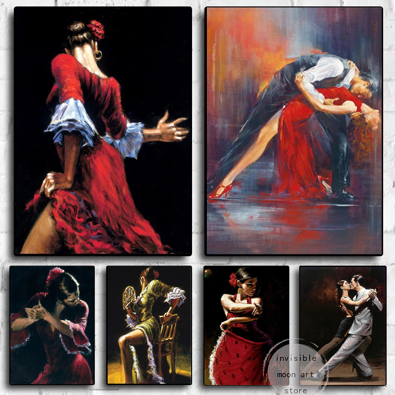 Fabian Perez Ortworks Elegant Flamenco Dance Dancer Affiche Art toile PEINTURE PEINTURE MUR IMPOSIR IMAGE POUR ROOM DÉCOR HOME CUADROS