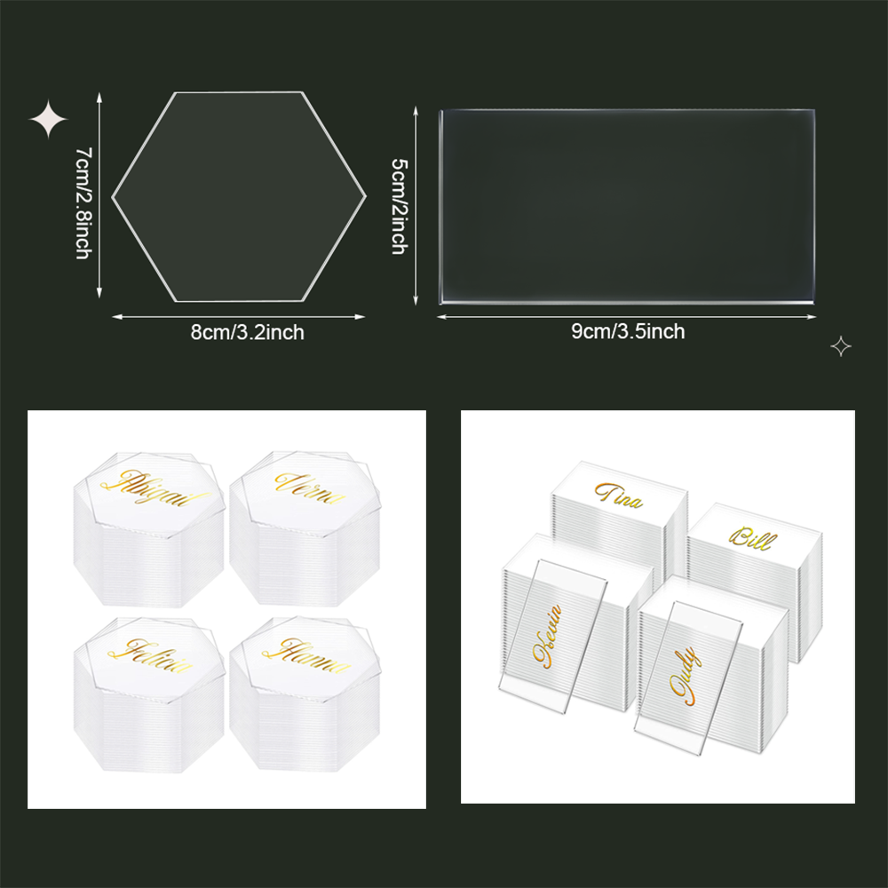 10/20/Acryl Place Card Hochzeitsbedarf Hochzeitssitzkarte Tischnummern Acrylschild klare leere Namenskarte Dekoration