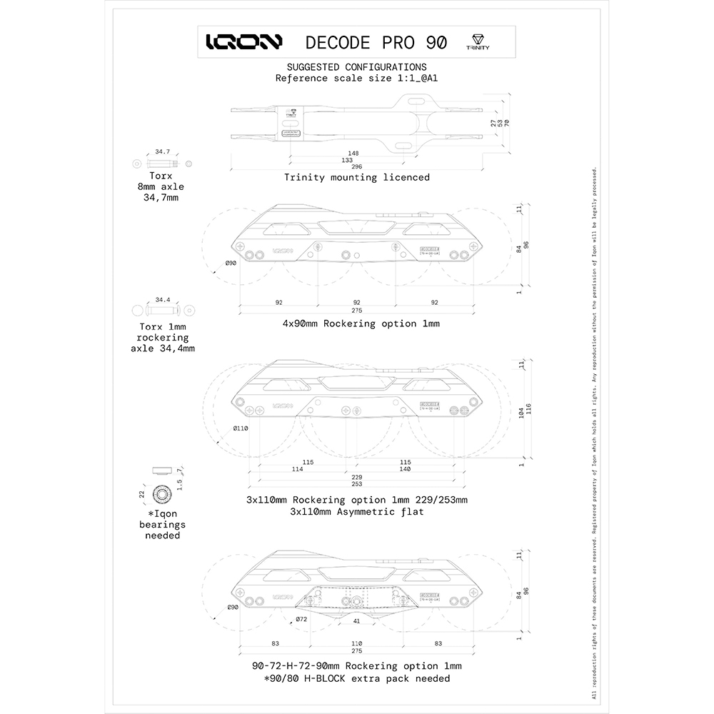 100% Original IQON TR Decode Pro 90 Dark Bright Trinity Skating Frames 4*90mm 3*110mm Inline Skate Base For Powerslide Patines