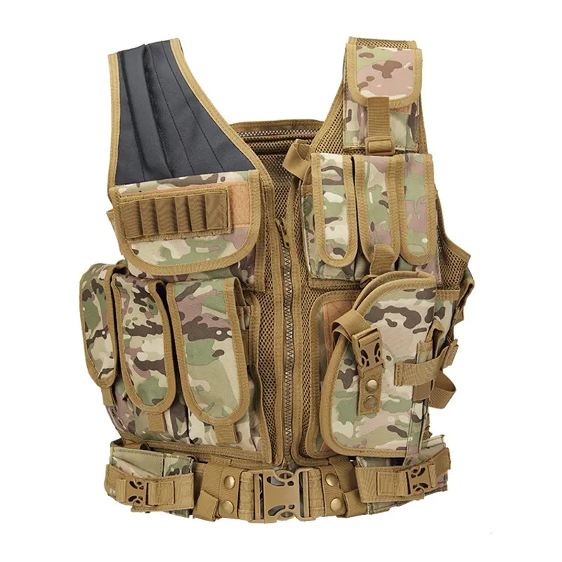 Justerbara militära herrtaktiska kamouflageväst utomhusjakt CS -skyttejakt Västkläder