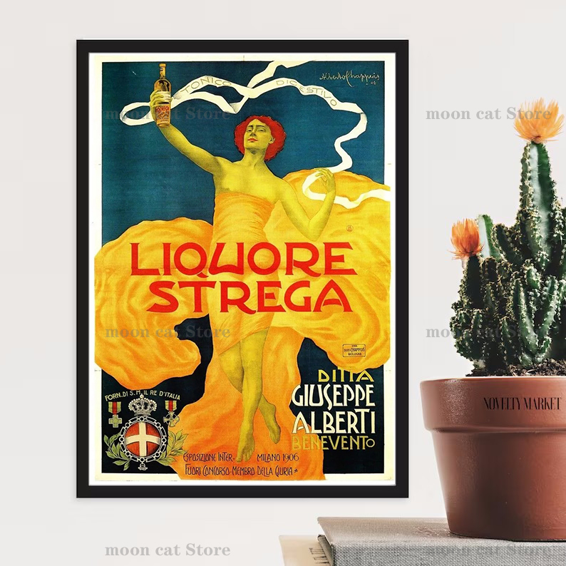 Vintage Fooddrink Campari Poster Champagne Absinthe Canvas pintando estampas retrô Pictures de arte de parede decoração
