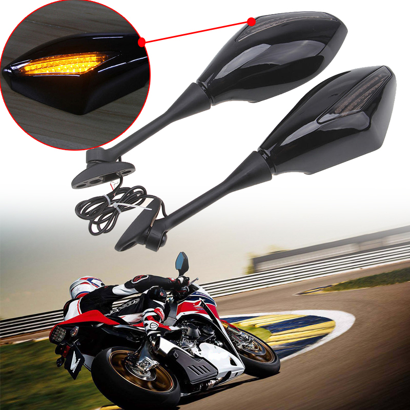 Specchio retrovisore moto motociclistico da con luci di segnale di riga di svolta a LED Honda CBR 900 929 954 900RR CBR1000RR